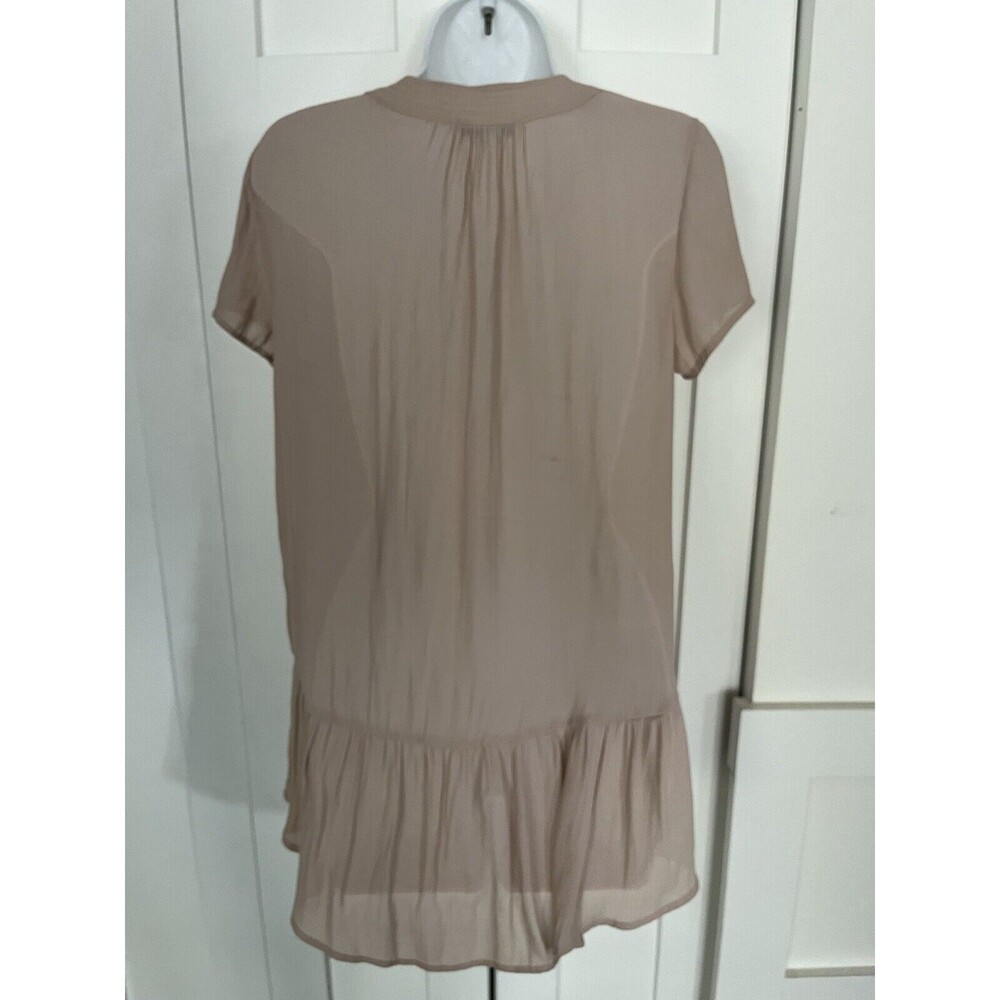 Ro & De Boho Peasant Ruffle Blouse Top Shirt Tie Keyhole Pleats Short Sleeve S M - Picture 3 of 5